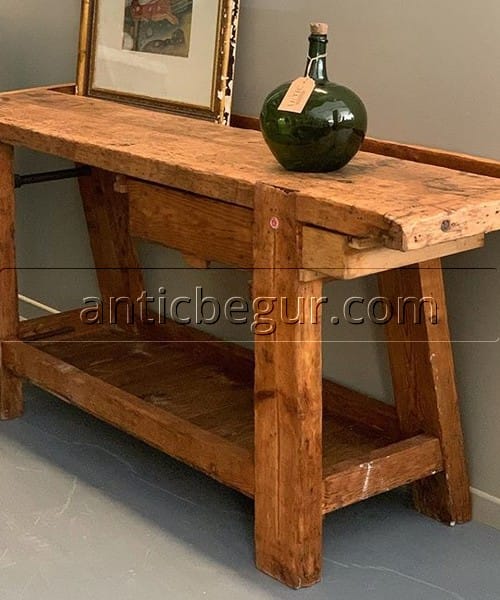 mesa carpintero madera pino tecuperada  ANTIC BEGUR